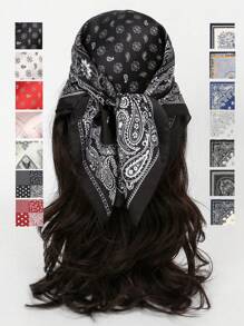 1pc Paisley Printed Bandana Headband Handbag Decoration Silk Square Scarf Suitable For Daily Use Bandana,Hair Band,Head Band Ideal For Dressing Up Your Look