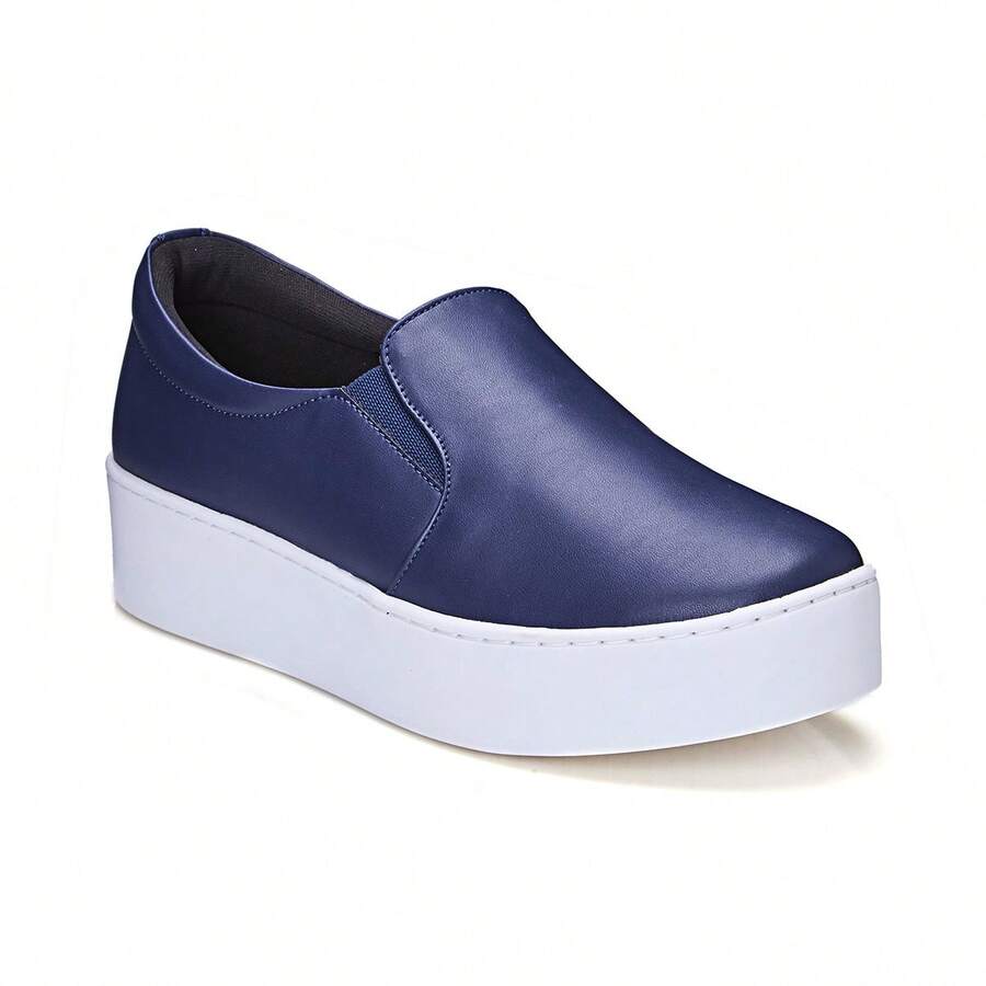 Women's Navy Blue Sneakers With White High Sole - 藏蓝色 - 查看 1