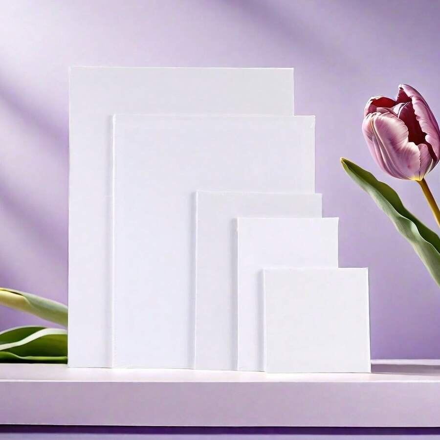 5 tấm vải bạt/gói, 9,84x11,8, 7,87x9,84, 7x5, 5,9x3,9, 3,9x3,9 inch, sơn acrylic, bảng vải bạt để vẽ, vẽ tranh, vải bạt trắng để vẽ tranh - trắng - Xem 1