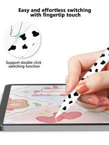 1pc Cartoon Cow Print Silicone Protective Sleeve Cover Compatible With Apple Pencil 1st & 2nd Generation - Black and White - View 2
