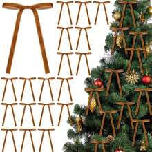 12/24 piezas de lazos de Navidad de terciopelo para árbol de Navidad, artesanías rústicas, regalos, lazos de cinta de terciopelo vintage para decoración navideña del hogar, bodas, interiores y exteriores - Multicolor - Ver 2