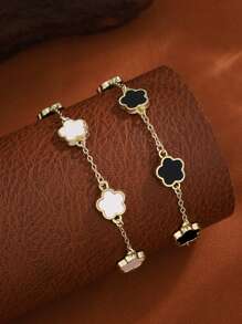 Newsoul 1pc Cute Flower Bracelet Ladies Jewelry For Women 925 Sterling Silver Exquisite Seashells Chain Bracelet Fine Jewelry Gift For Sisters Friendship For Birthday Present Valentines - Flowers - View 2