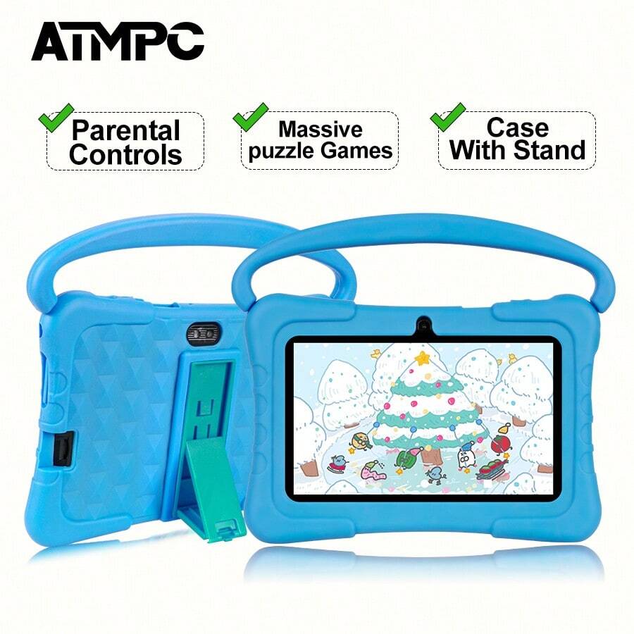 ATMPC 701A Kids Tablet, 7 Inch Tablet 32GB ROM 2GB RAM Android 11.0 Toddler Tablet With 2.4G WiFi, GMS, Eye Protection Screen, Parental Control, Education APP, Dual Camera, Shockproof Case, Games