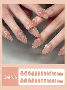 30 miếng dán trang trí móng tay hình bướm và hoa 3D - Nhiều màu - Xem 3