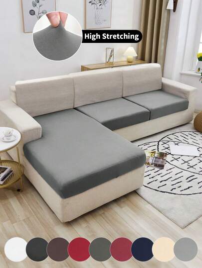 1pc High Elastic Milk Silk Sofa Seat Cushion Cover, Solid Color All Season Universal Modern Minimalist Sofa Pad Cover, Dust-Proof, Washable, Suitable For Living Room, Bedroom, Study, Black, White, Gray