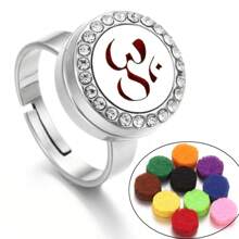 Cincin Diffuser Aromaterapi Stainless Steel 12mm, Cincin Terbuka Diffuser Aroma Kristal Zirkonia, Cincin Liontin Diffuser Minyak Esensial Wangi, Untuk Wanita & Anak Perempuan - Perak - View 12