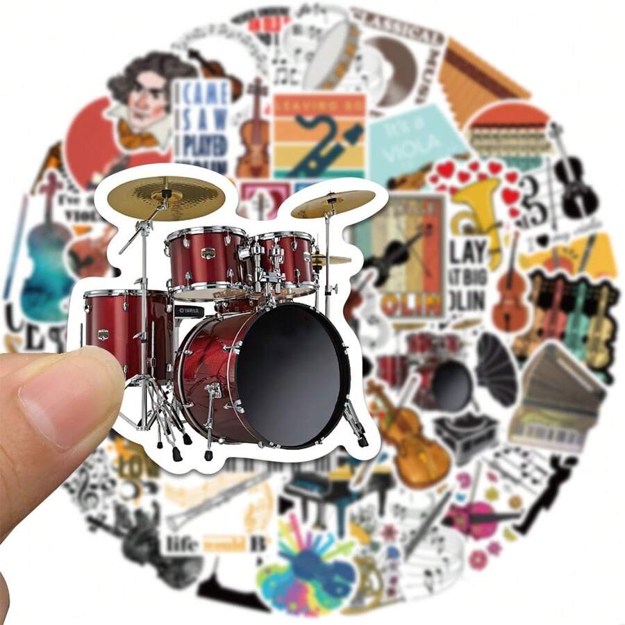 52 miếng dán nhạc Miếng dán nốt nhạc Miếng dán cho ban nhạc guitar Miếng dán vinyl Miếng dán cho bình nước, bình thủy tinh, đàn guitar, hành lý, điện thoại, ốp lưng, máy tính xách tay, ván trượt, quà tặng - Nhiều màu - Xem 1