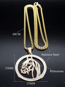 动物马头吊坠项链，男女款不锈钢透明水钻动物项链，金银色，男女款时尚珠宝项链 - 項鍊 - 查看 6