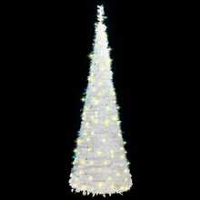 Árbol de Navidad artificial con luces blancas de 59.1 pulgadas que se abre con un solo toque, decoración festiva navideña - Blanco - Ver 2
