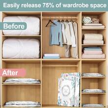 5 个一卖 真空收纳袋带阀门折叠压缩节省空间衣物收纳大号适用于毛巾布毯子收纳真空收纳袋带泵 - as the picture show - 查看 2