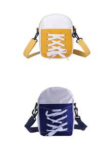 Bolso bandolera con diseño de zapatillas, bolso de hombro de lona creativo, monedero con forma de zapato de costura de dibujos animados (dirección y color del cierre relámpago aleatorios) - Multicolor - Ver 8