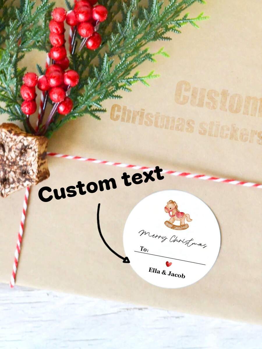 54/20pcs Personalized Custom Christmas Stickers, Custom Named Christmas Gift Stickers, Elegant Holiday Gift Packaging Labels, Custom Christmas Stickers Suitable For Holiday Party Gift Labels, Holiday Gift Packaging Stickers, Wedding Souvenir Label Stickers, Cookie Packaging Bag Stickers,Festive Calendar - Multicolor - View 1
