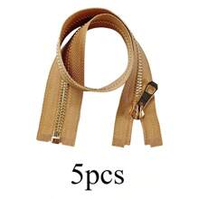 5pcs #5 Light Gold Metal Zippers, Y Teeth Single Sliders, Suitable For Jackets, Coats, Down Jackets, Multiple Colors & Sizes Available