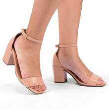 Block Heel - Women's Thick Heel Sandal With Medium Heel And Buckle Adjustment - Màu be - Xem 3