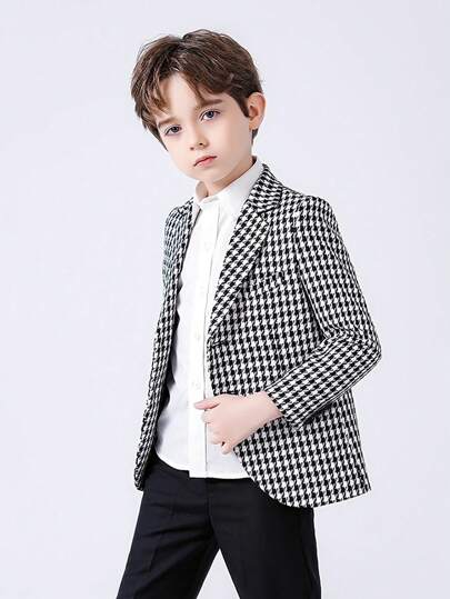 Jaqueta Blazer Xadrez Tween Boy, Terno Formal Casual, Estilo Britânico Elegante