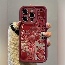时尚朋克新款秋冬淑女精致嘴唇设计硅胶手机壳，兼容 iPhone 16、15、15 Pro、15 Pro Max、14、13、12、11、XS Max 系列手机保护套 - 酒紅色 氣質女人唇印 - 查看 2
