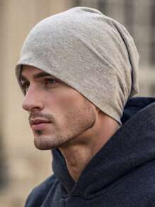 1 Pièce Casquette De Bonnet D'extérieur Décontractée En Tissu Solide Pour Homme Pour Une Utilisation Quotidienne Et Des Activités En Extérieur En Automne Et En Hiver