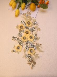 زخرفة لتطريز الأزهار والأوراق الملونة بالكريستال مقاس 36 سم طول x 19 سم عرض لمشاريع الخياطة DIY - متعدد الألوان - مشاهدة 7