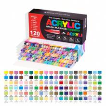 240/168/120/72/60/36/24/12 Stylos-marqueurs acryliques liquides directs de couleur, pour une utilisation étudiante, professionnelle et artistique. Têtes souples, appropriés pour le papier, pour le graffiti, les livres de coloriage DIY. Peuvent dessiner sur le verre, la pierre, résistants à l'eau pour la peinture corporelle. Cadeau de Noël, rentrée des classes.