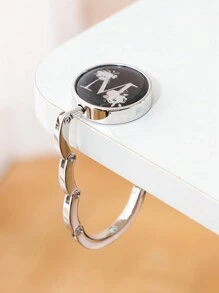 1 pieza Soporte plegable de metal con letra inicial - Diseño floral de letra, Soporte de cartera de escritorio, Estantería de moda para bolsos y Organizador de escritorio de oficina para damas - gancho de letra negro - Ver 12