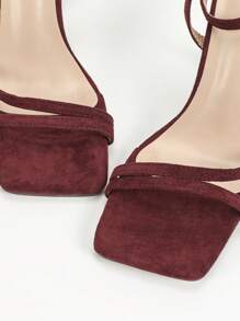 Sexy Viral High Heel Sandals For Women, Spring/Summer New Burgundy Color, Elegant 9cm High Heel, Open Toe, Thin Strap, Ankle Wrap, Party & Wedding Wear