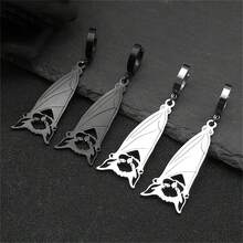 Mặt dây chuyền hình cú phong cách Gothic Dark cho nam nữ bằng thép không gỉ màu bạc/đen, hoa tai động vật, quà tặng trang sức QKC cho ngày lễ Giáng sinh, năm mới, ngày lễ tình nhân - bông tai - Xem 1