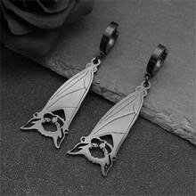 Mặt dây chuyền hình cú phong cách Gothic Dark cho nam nữ bằng thép không gỉ màu bạc/đen, hoa tai động vật, quà tặng trang sức QKC cho ngày lễ Giáng sinh, năm mới, ngày lễ tình nhân - bông tai - Xem 3