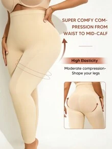 女士塑身衣 收腹 高腰 塑身衣 紧身 大腿 瘦身 提臀 - 杏色 - 查看 2