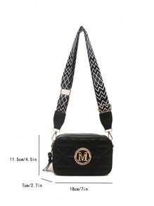 2024 New Fashion Women's Retro Mini Camera Bag, Solid Color Lightweight, Letter Decoration, Zipper Opening, Multifunctional Casual Shoulder Crossbody Bag