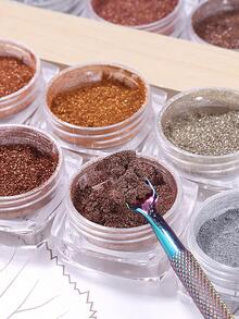 16 色金属镀铬指甲粉套装 Y2K 魔镜 RGold 棕色香槟色激光全息装饰摩擦闪光颜料片美甲配件美甲用品 - 彩色 - 查看 5