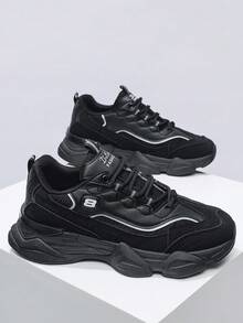 Men's Casual Black Sneakers Casual Athletic Shoes For Running Daily Wear - Black - View 1