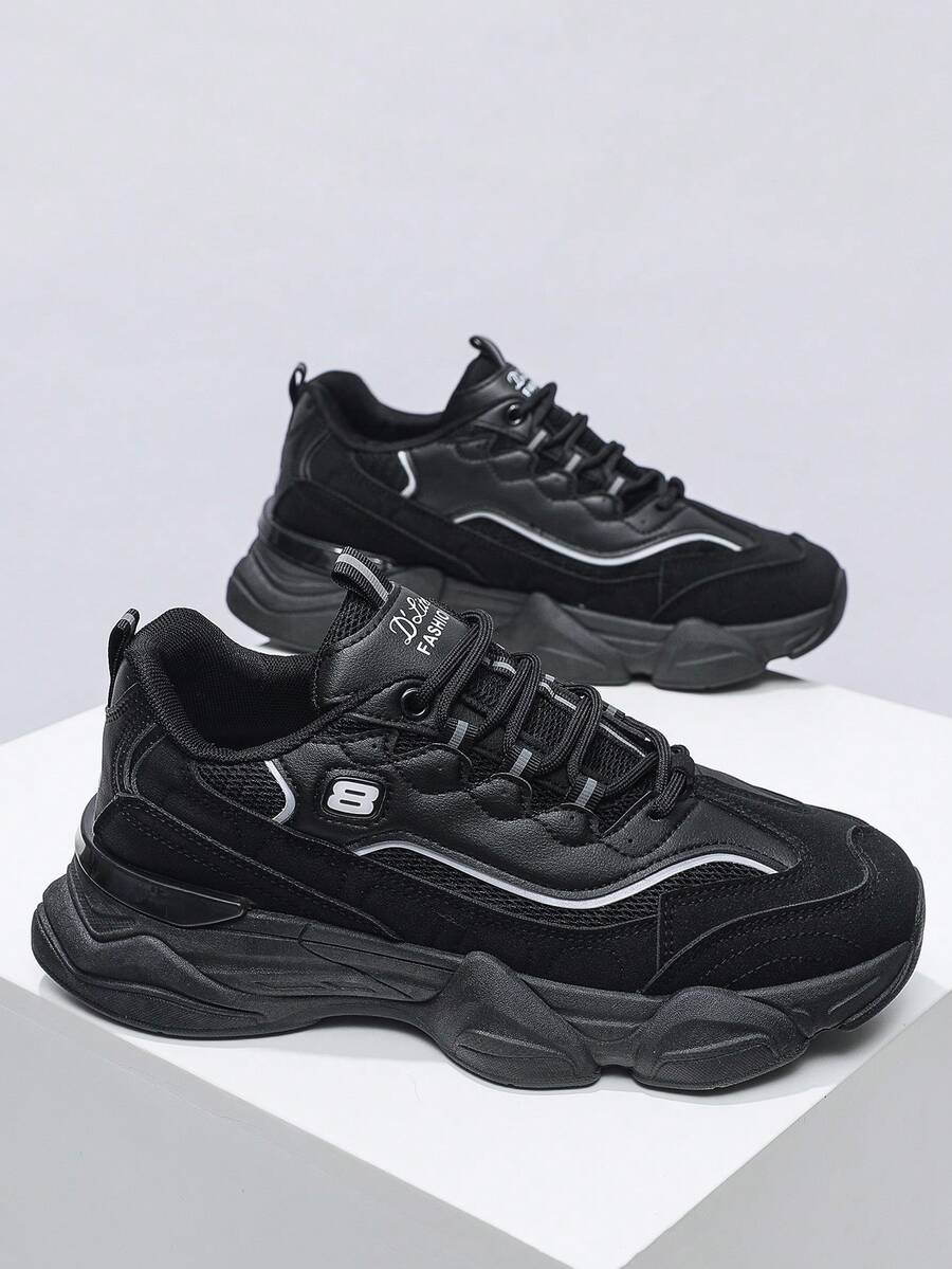 Men's Casual Black Sneakers Casual Athletic Shoes For Running Daily Wear - Black - View 1