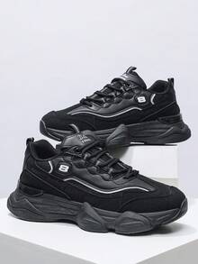 Men's Casual Black Sneakers Casual Athletic Shoes For Running Daily Wear - Black - View 8