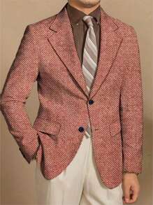 New Arrival Dark Pattern Printed Pink Men Business Casual Suit Jacket