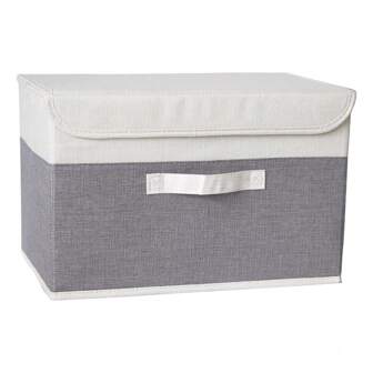 1pc Washable Linen Fabric Folding CD Storage Box Foldable Bins Toys Organizer With Lid Storage Basket Laundry Basket
