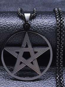 Witchcraft Pentagram Stainless Steel Pendant Necklace For Men And Women, Gold And Silver Color Necklace For Men And Women, Vintage Jewelry Necklace For Men And Women