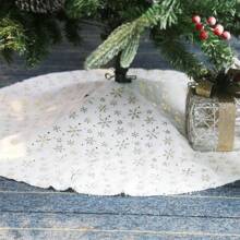 1 pieza Falda de árbol de Navidad esponjosa y blanca simple, impresión creativa alrededor del árbol de Navidad, alfombra de árbol de Navidad de poliéster, decoración interior y exterior para fiestas de Navidad, vacaciones de invierno y Año Nuevo, decoración de escena, decoración navideña, decoración de habitación, decoración del hogar, decoración de oficina, mejor regalo de decoraciones navideñas, decoraciones navideñas para el hogar, regalos de Navidad, decoración navideña - Dorado - Ver 8
