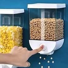 1 Liter Cereal Dispenser Wall Mounted Container Without Holes Hanging Container - trắng - Xem 3