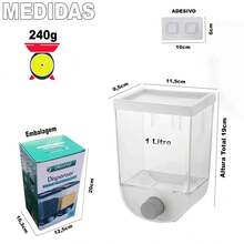 1 Liter Cereal Dispenser Wall Mounted Container Without Holes Hanging Container - trắng - Xem 2