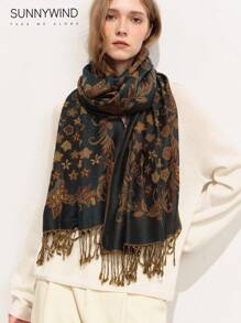 1pc Women's Paisley Pattern Polyester Elegant Lady Versatile Scarf, Suitable For Daily Use - Dark Green - View 2