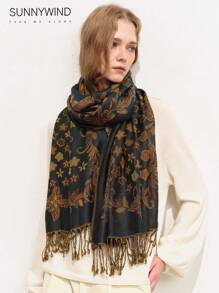 1pc Women's Paisley Pattern Polyester Elegant Lady Versatile Scarf, Suitable For Daily Use - Dark Green - View 5