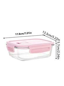 1 pieza Nueva fiambrera aislada de vidrio rosa con accesorios para estudiantes, caja bento con rallador Pyrex, cuchillería y para guardar fruta