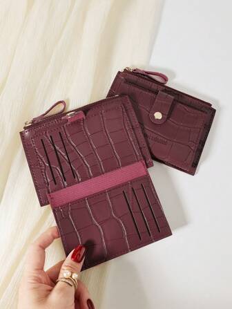 SOUTHLAND&KANGAROO Krokodilpräglad fliksten präglad spänne Moderiktig smal lättviktig bärbar kontanter ID-kort kort myntficka för födelsedagspresent årsdag jul på alla hjärtans dag par kvinnlig kvinna flickor tonåringar för universitetsstudent skolväska skolmaterial för skolan studentrum och skolstart korthållare plånbok visitkortshållare kreditkortshållare kvinnor för kvinnor plånbok miniplånbok handväska plånbok kortplånbok