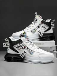 Men's Fashion Street Style Sneakers, Comfortable Non-Slip Casual Lace-Up Sports Shoes, Suitable For Outdoor Activities, High-Top Unisex Shoes, Air Cushion Shock Absorbing