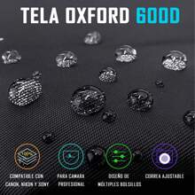 SHIXIONG Mochila para camara fotografica profesional, bolsa y estuche para cámara DSLR con compartimentos internos y externos, a prueba de salpicaduras, compatible con Canon, Nikon y más - Negro - Ver 3