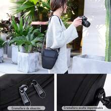 SHIXIONG Mochila para camara fotografica profesional, bolsa y estuche para cámara DSLR con compartimentos internos y externos, a prueba de salpicaduras, compatible con Canon, Nikon y más - Negro - Ver 4