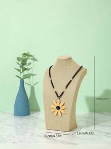 Stojak na naszyjniki z lnu, stojak na biżuterię, ozdoba, wisząca półka, model głowy, stojak na biust, rekwizyty do ekspozycji biżuterii - Kolor khaki - Zobacz 6
