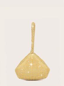 LETODE 4 món phụ nữ Rhinestone buổi tối túi cầm tay Rhinestone kẹp tai vòng đeo tay cưới cô dâu choker Dangle Bling Glitter ví - Vàng - Xem 7