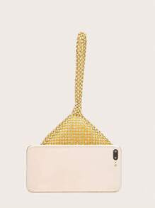 LETODE 4 món phụ nữ Rhinestone buổi tối túi cầm tay Rhinestone kẹp tai vòng đeo tay cưới cô dâu choker Dangle Bling Glitter ví - Vàng - Xem 8