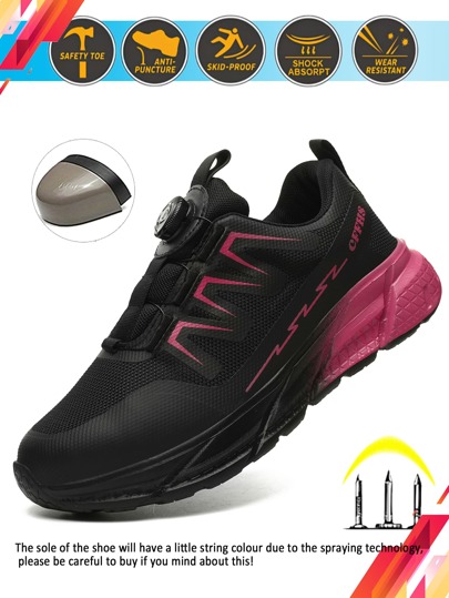 Dian Sen 1 Paar Stahlkappe Schuhe mit Drehverschluss für Männer und Frauen, leicht, atmungsaktiv, Sicherheitsschuhe mit Komposit-Zehenschutz, zweifarbig, modisches rosa, schöne Farbe, Sicherheits-Trainingsschuhe für Lifestyle und Arbeit, Dual-Use, Stahlkappe Trainer Sport Arbeitsschuhe, Arbeits-Trainer Sport unzerstörbare Schuhe, Sport Sicherheitsschuhe für Outdoor, Wandern, Baustelle, Garten, Lager, leichte EVA-Sohle